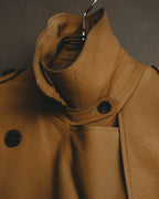 –SPECIAL– “Maison Martin Margiela” 2012AW Leather trench coat with Line 4 printed lining
