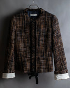 "PRADA" Multicolor mixed tweed short jacket