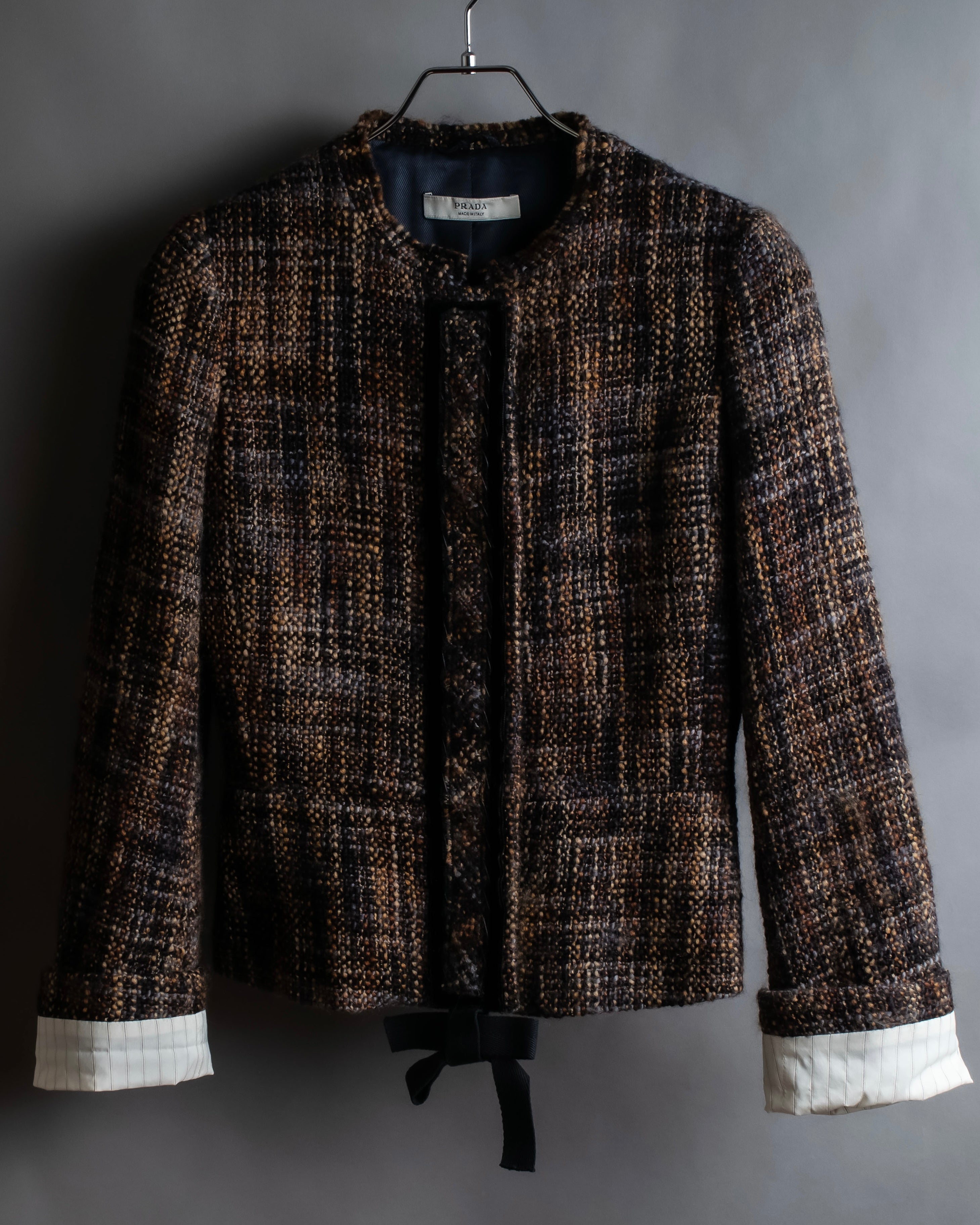 "PRADA" Multicolor mixed tweed short jacket