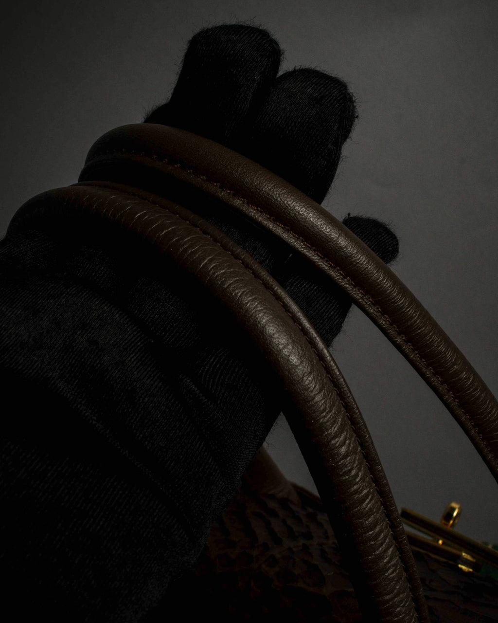 "Vintage turnlock design python leather bag"