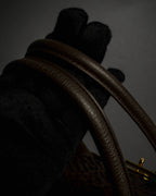 "Vintage turnlock design python leather bag"