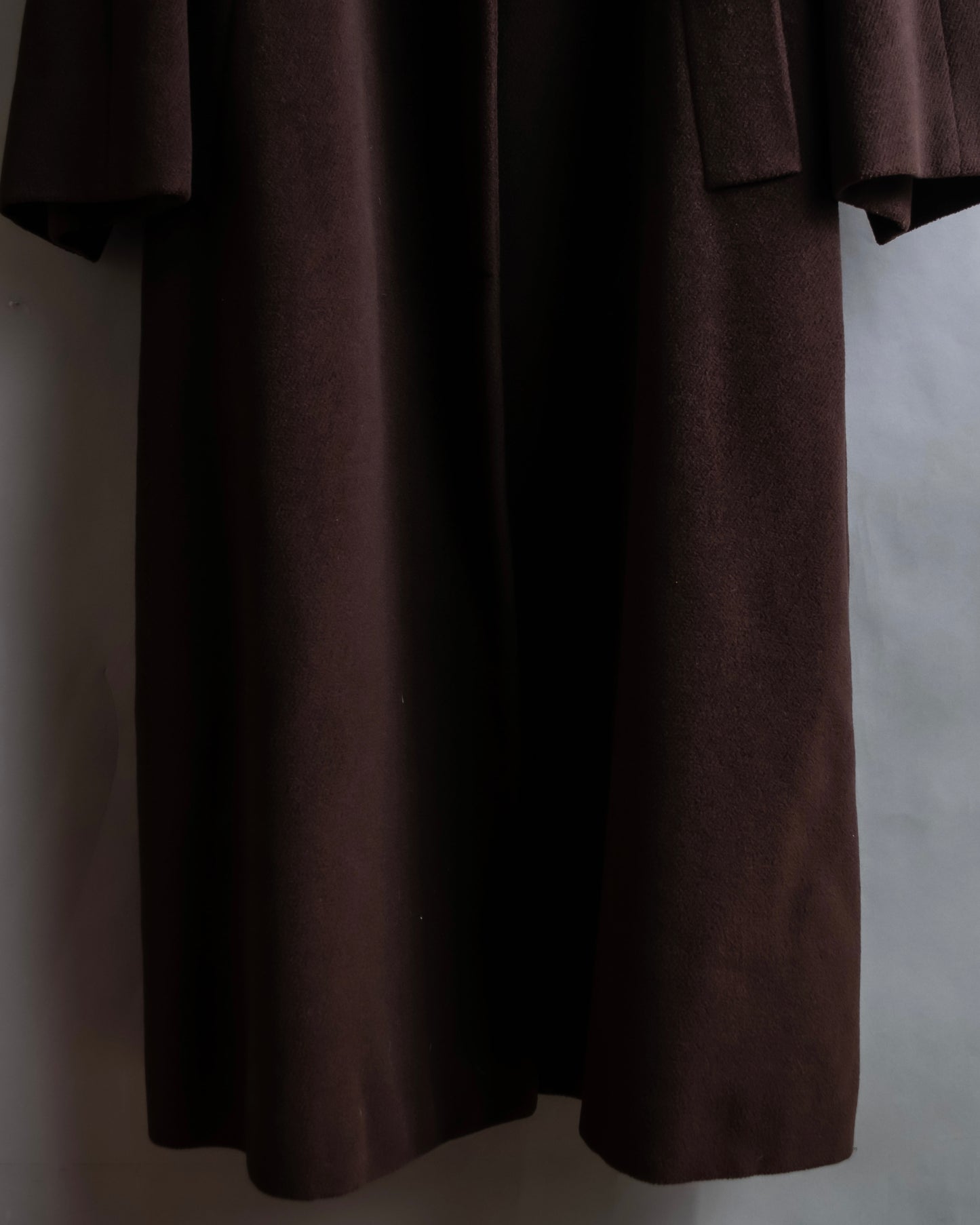 "BURBERRYS" Fly front deep brown soutien collar super long coat