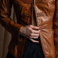 "EMPORIO ARMANI"  Quilted design brown color leather jacket