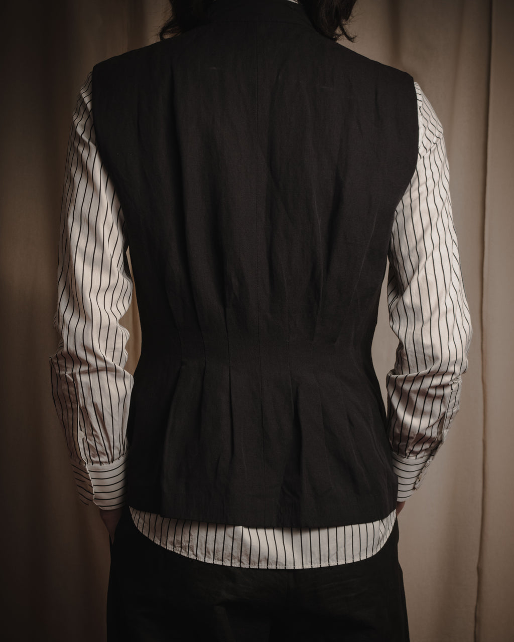 "GIORGIO ARMANI" Early 90s rayon linen asymmetric gilet