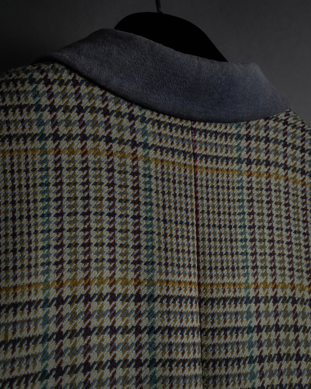 "CELINE" 90’s–00’s checked velvet collar coat