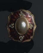 "BURBERRYS" 80’s-90’s royal enamel pearl brooch