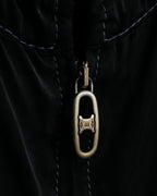 "CELINE" Gathered design hooded double zipper dress