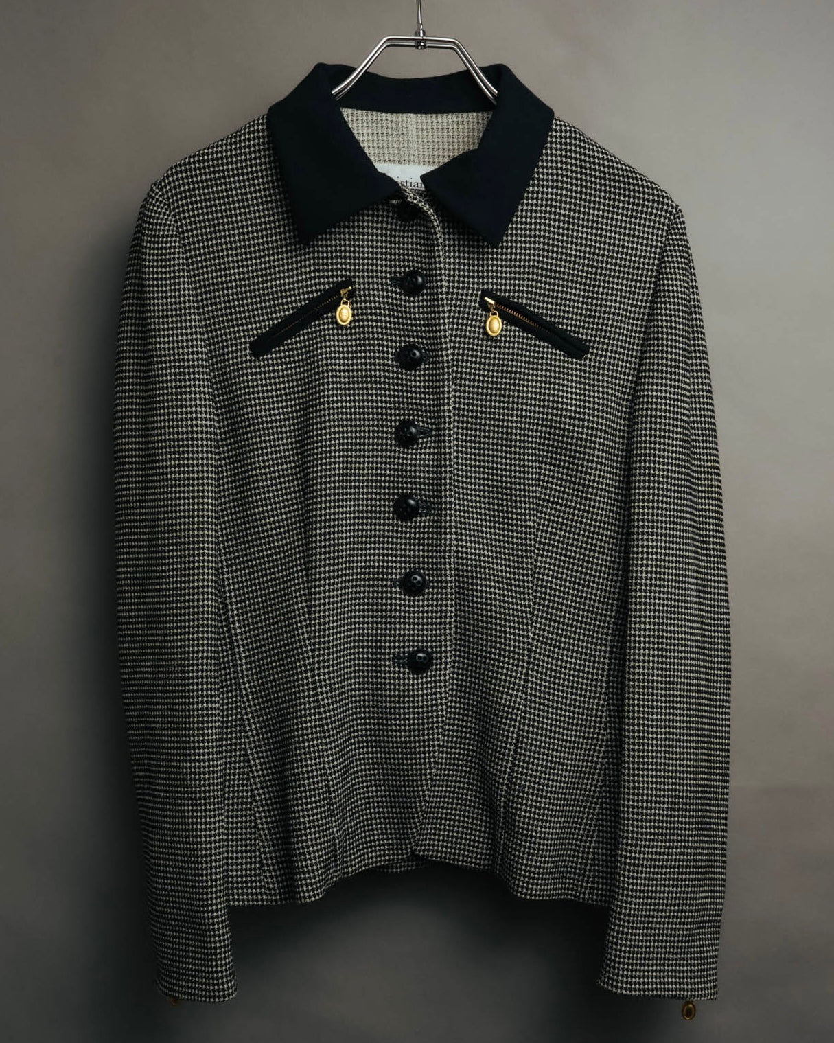 "Christian Dior" 80's-90's Wool-blend houndstooth jacket