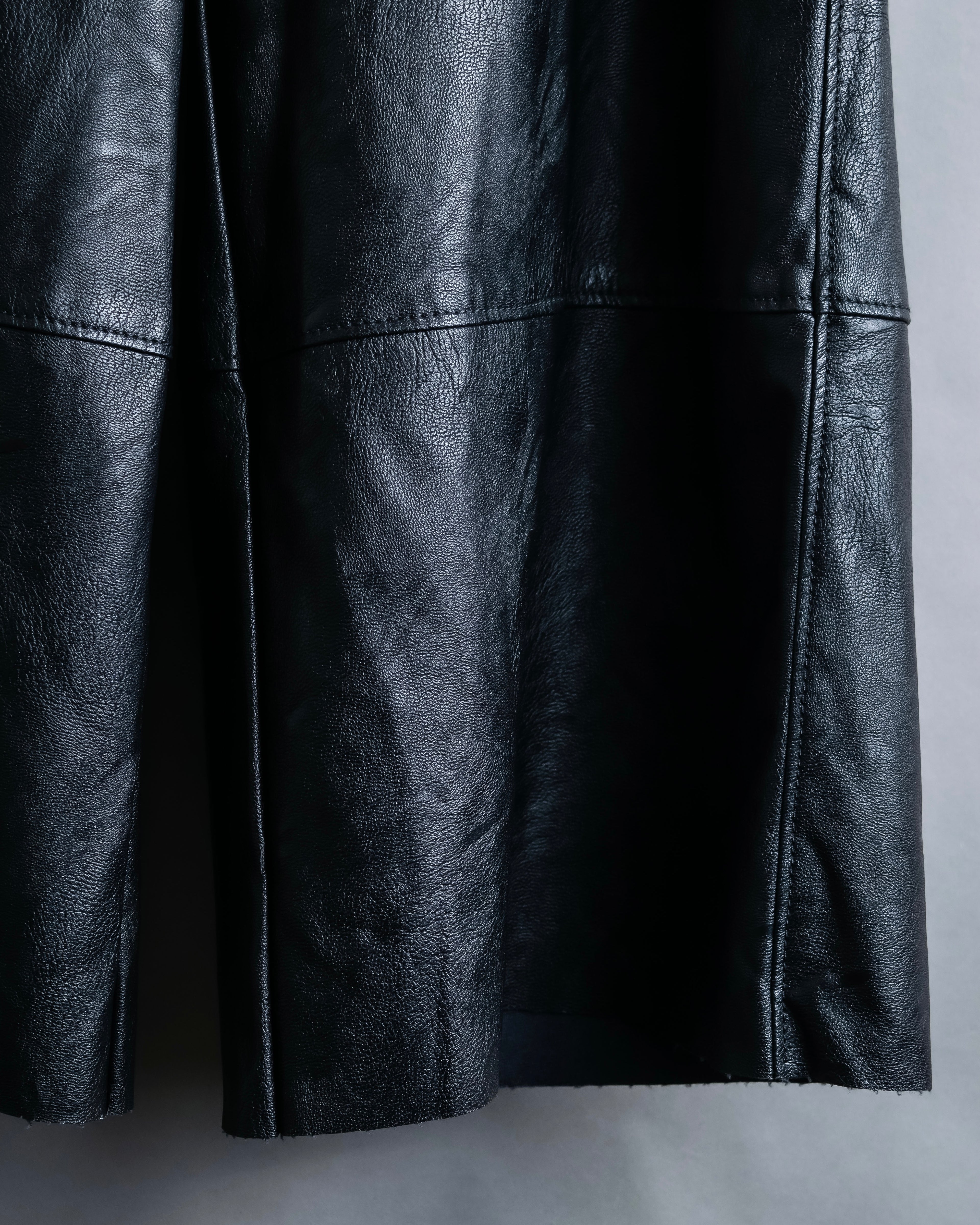 "MM6" Synthetic Leather Cut-Out Design Shorts