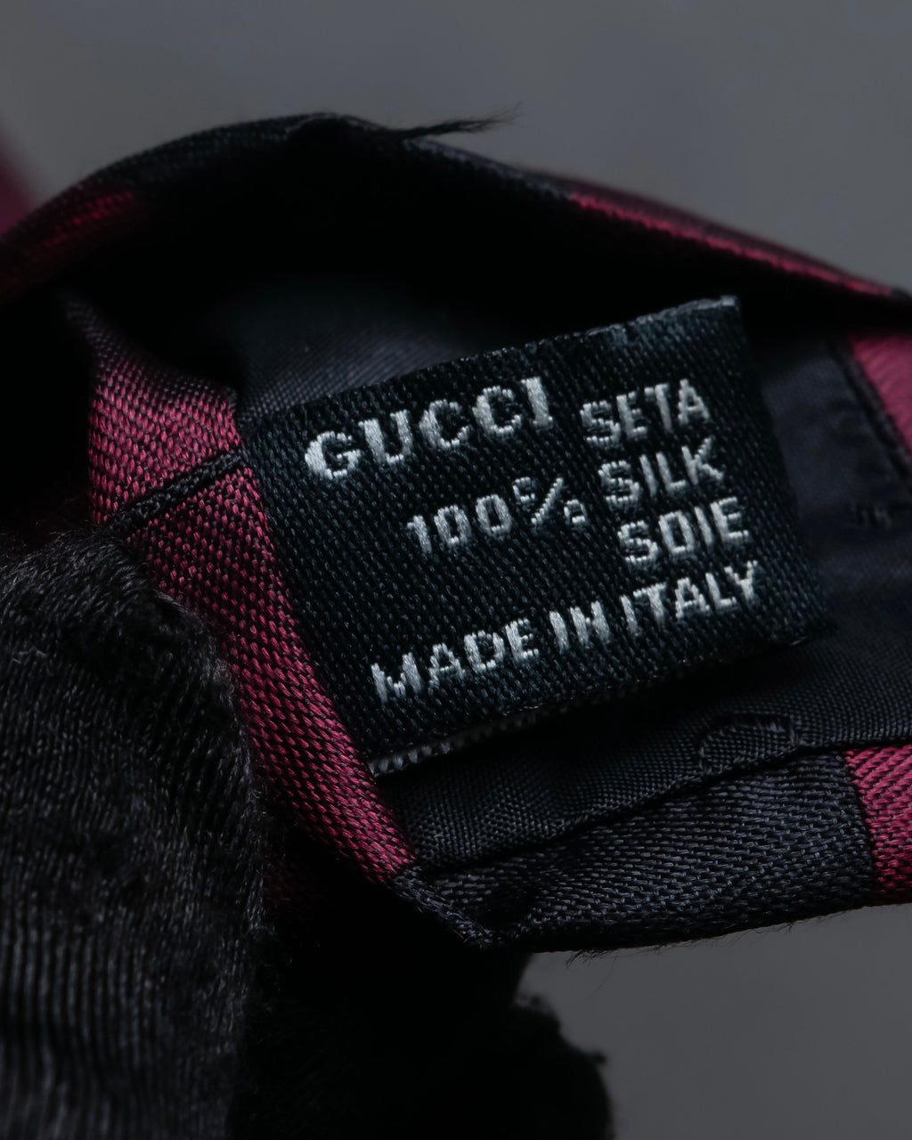 "GUCCI" Burgundy large check silk necktie