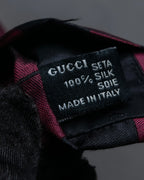 "GUCCI" Burgundy large check silk necktie