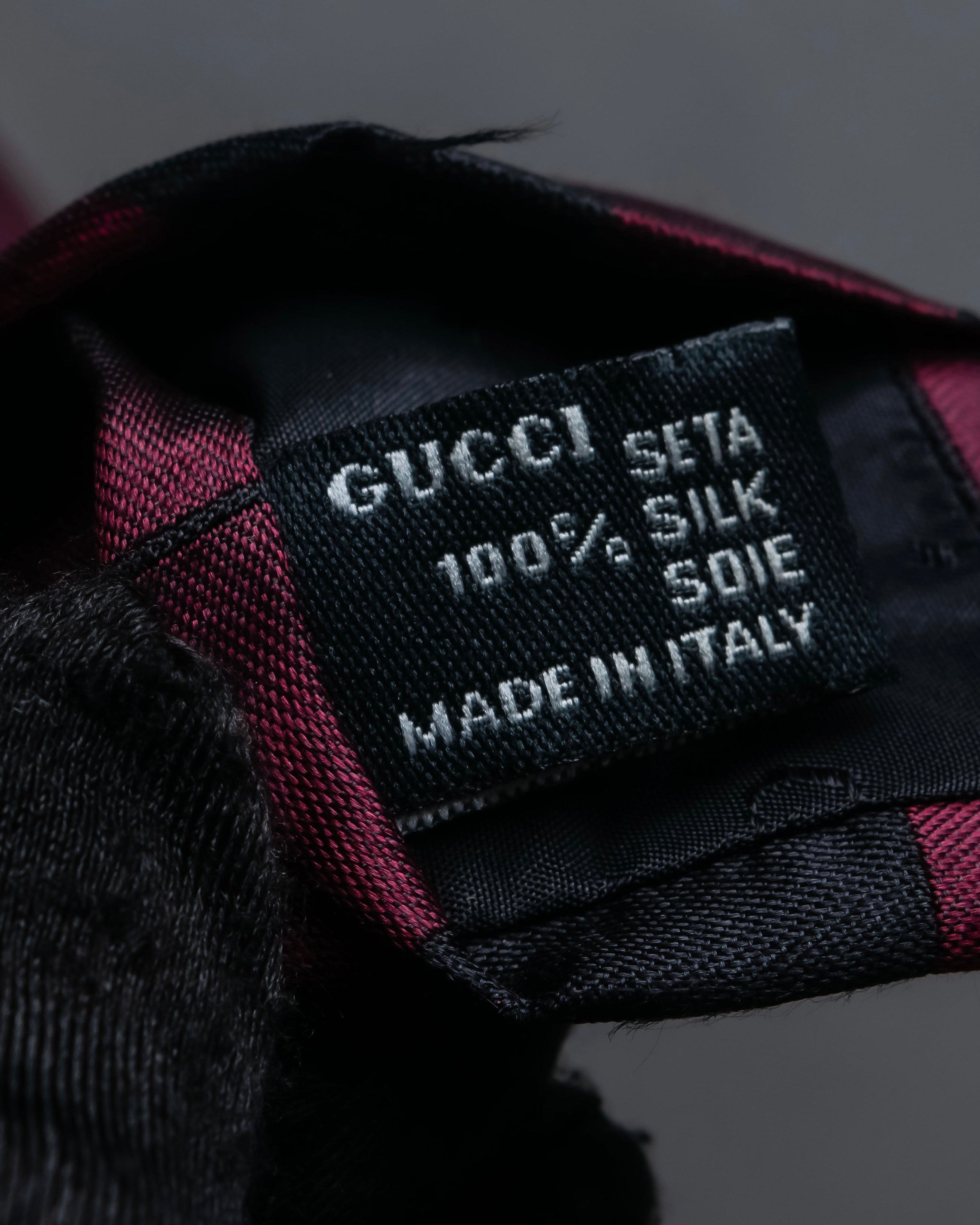 "GUCCI" Burgundy large check silk necktie