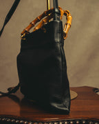 –SPECIAL– “JIL SANDER” 20’s Bamboo handle grained leather shopper bag
