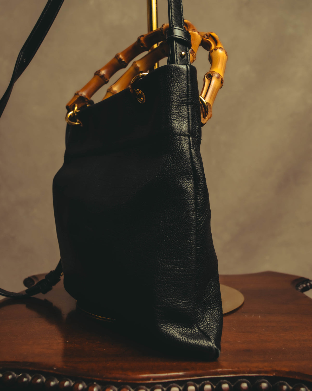 –SPECIAL– “JIL SANDER” 20’s Bamboo handle grained leather shopper bag