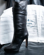 "PRADA" Shirred mode stylelong boots