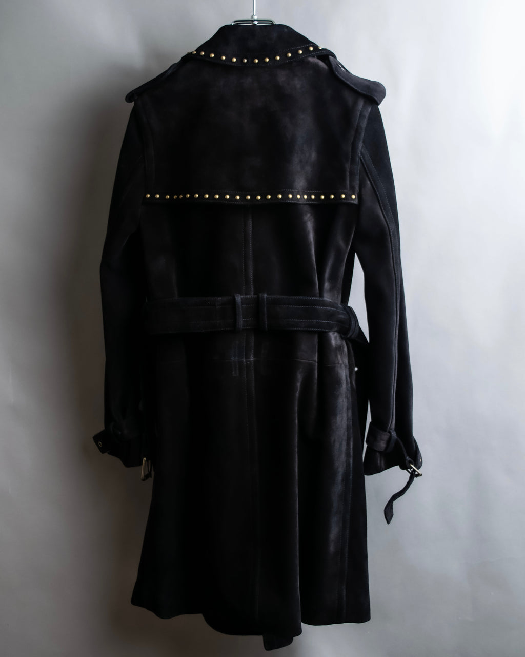 "Saint Laurent" 19AW gold studs design suede long coat