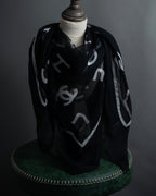 "CHANEL" Typography logo engraved large scarf
