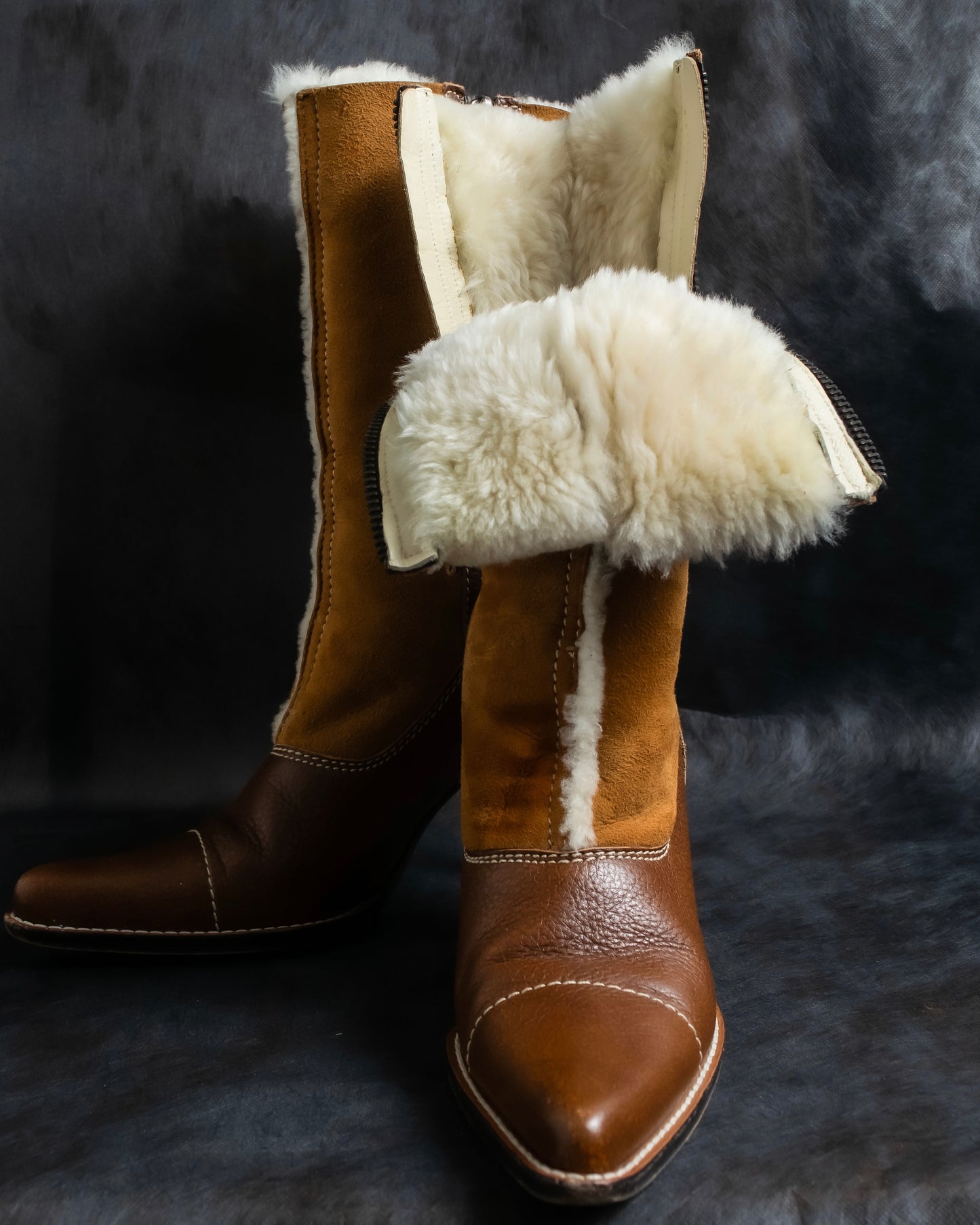 "MIU MIU" Armando toe inner fur design long boots