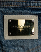 "Dolce & Gabbana" Gold zip detail distressed straight denim