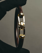 “Salvatore Ferragamo” 90’s-10’s Dark brown double Gancini bangle
