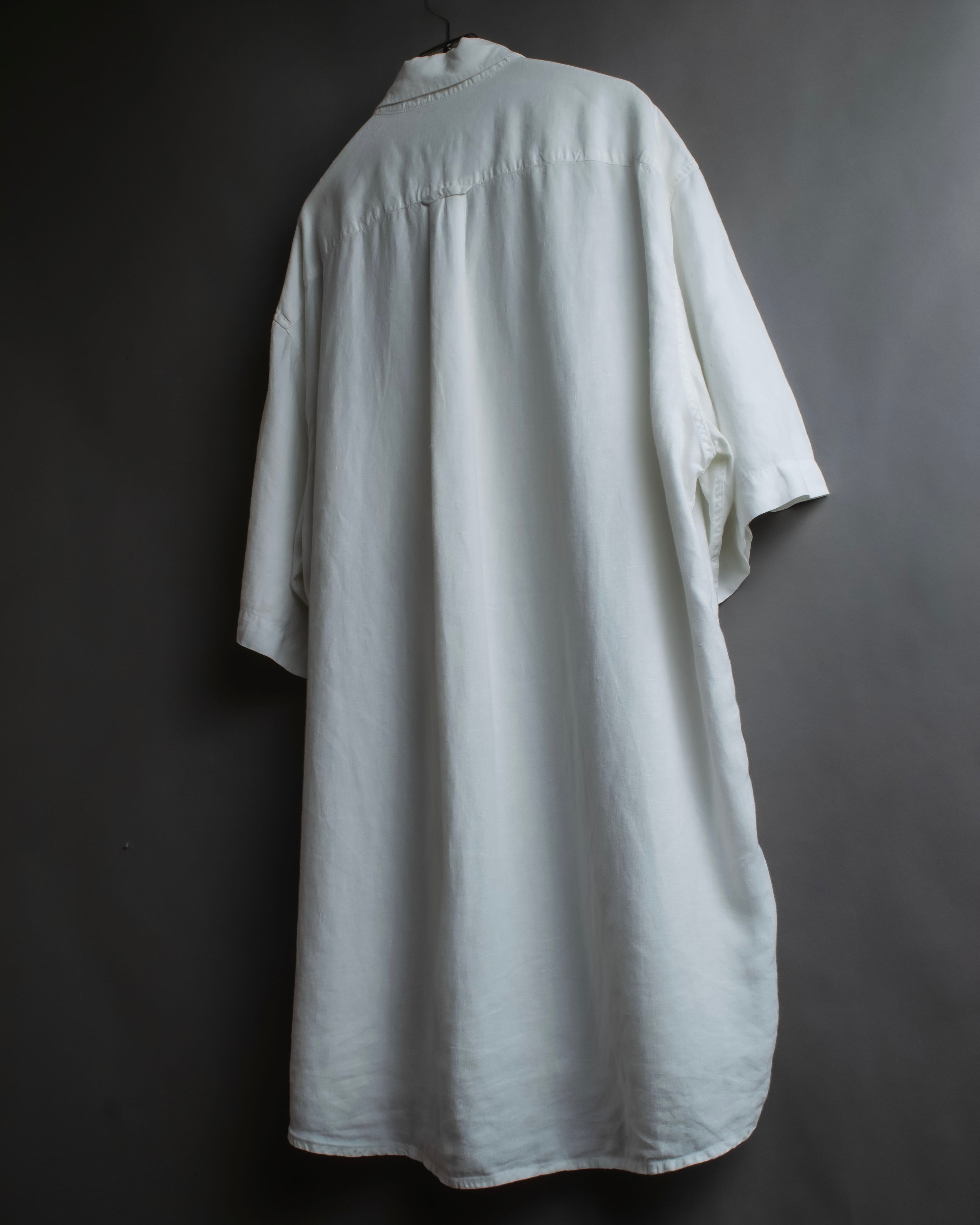 "HUGO BOSS" Linen oversized half sleeve button down shirt