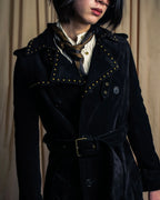 "Saint Laurent" 19AW gold studs design suede long coat