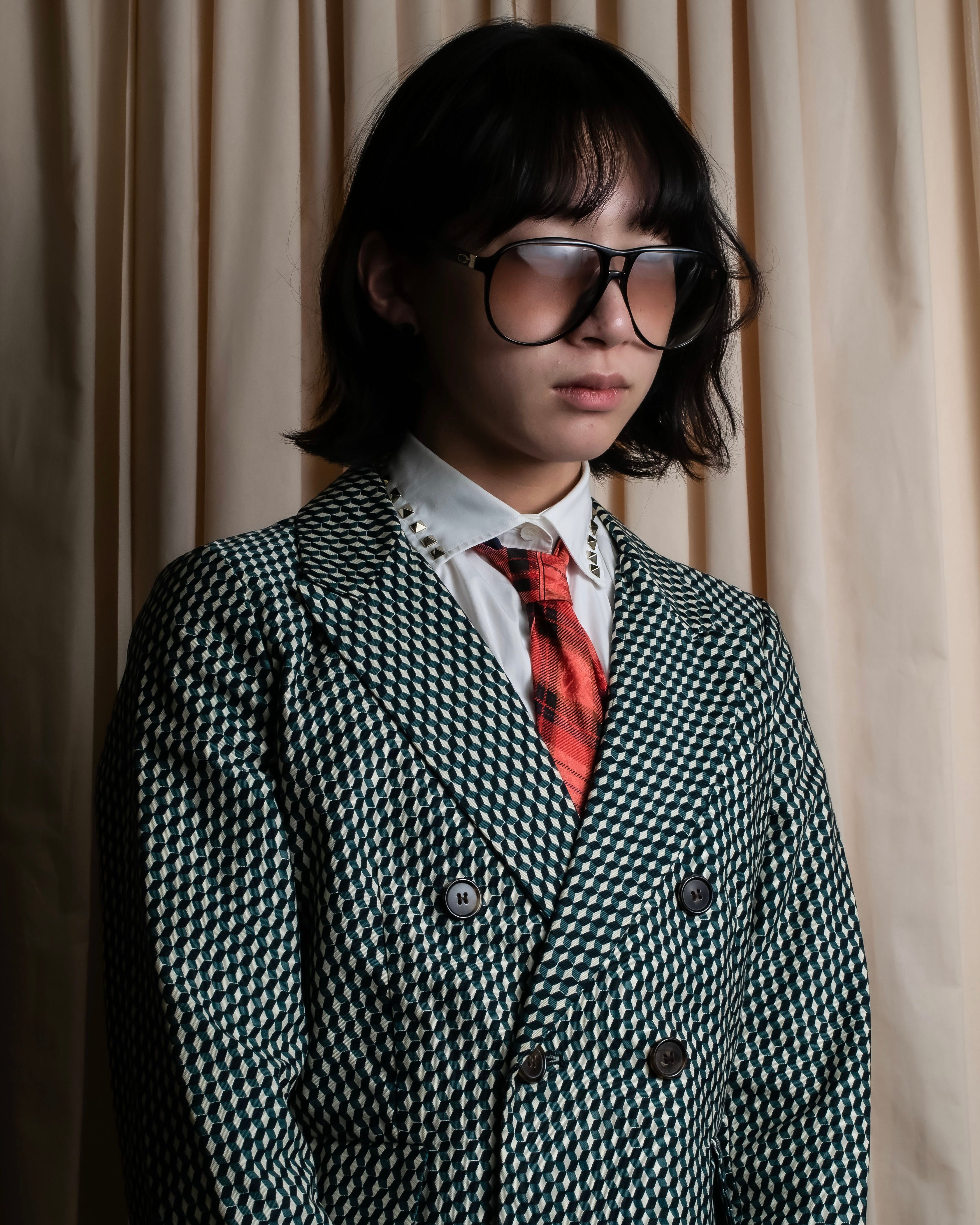 "MARNI" Geometric pattern double-breasted tailored jacket