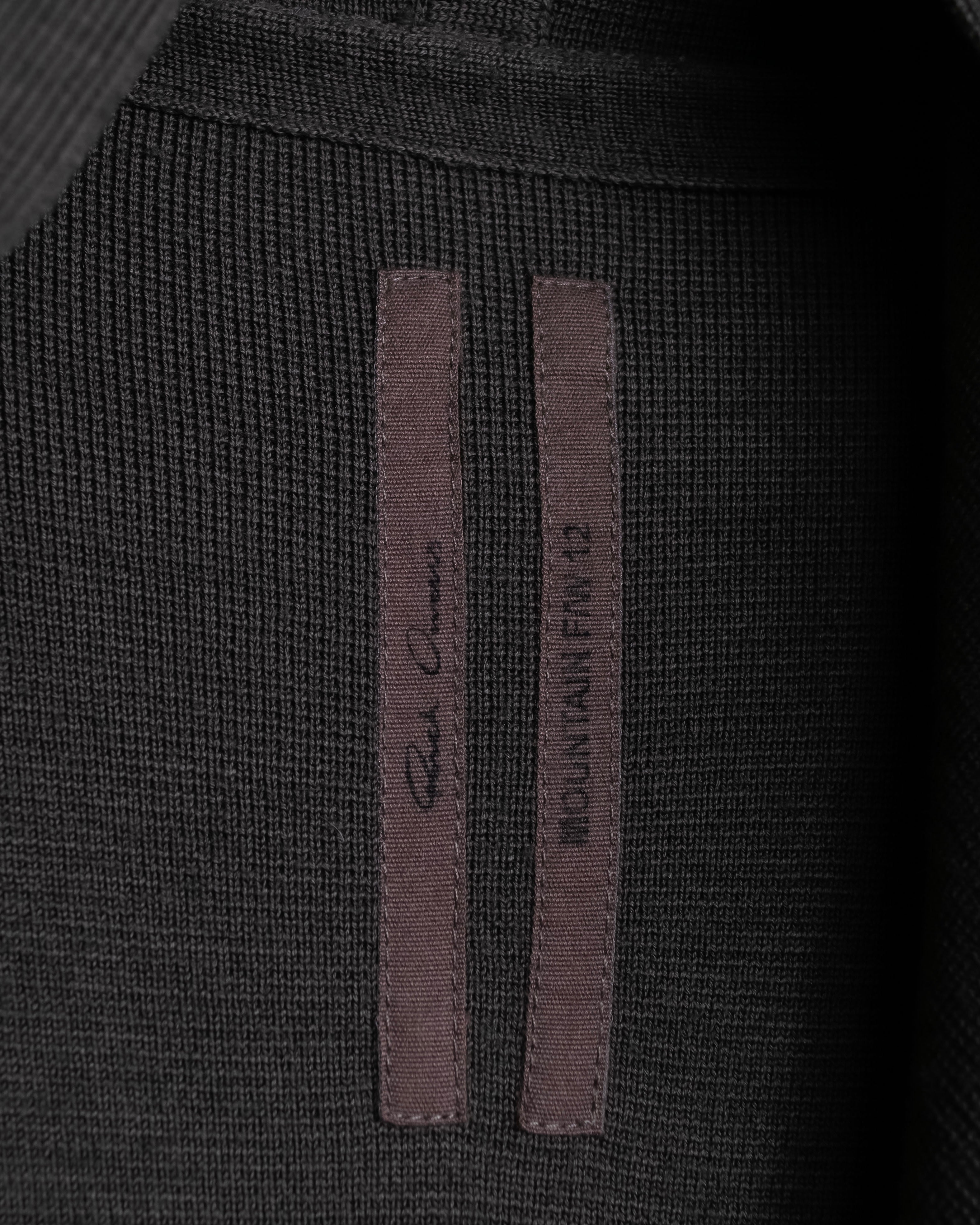 "Rick Owens" 12AW asymmetrical hooded knit cardigan