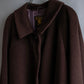 "BURBERRYS" Fly front deep brown soutien collar super long coat