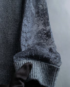 "VALENTINO" Floral lace cable knit docking design pullover