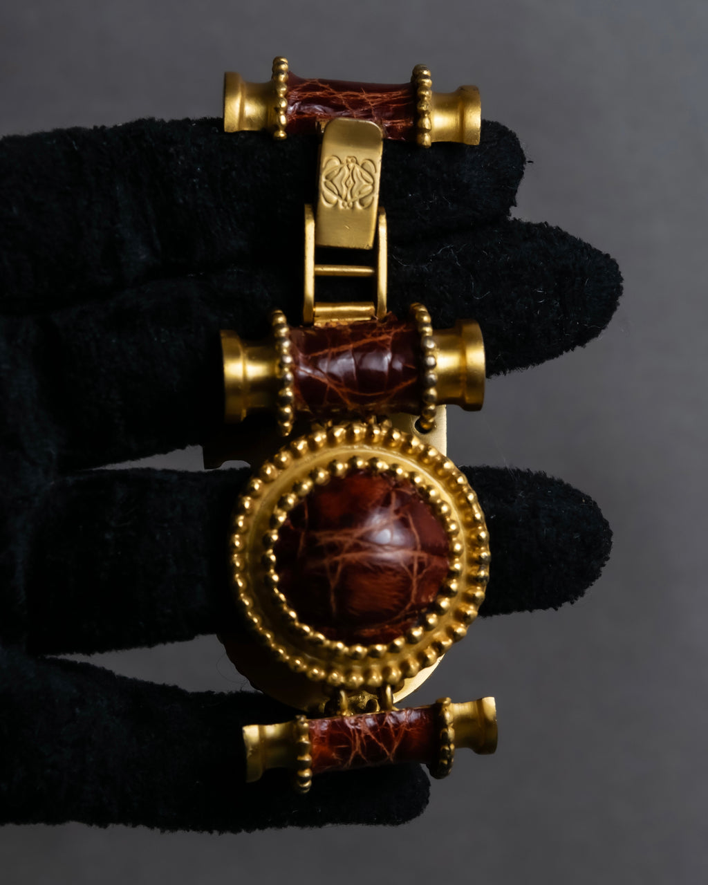 "LOEWE" Gold metal dome motif bracelet