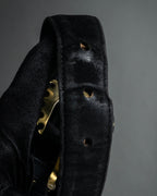 "Salvatore Ferragamo" Signature sculptural buckle suede leather belt