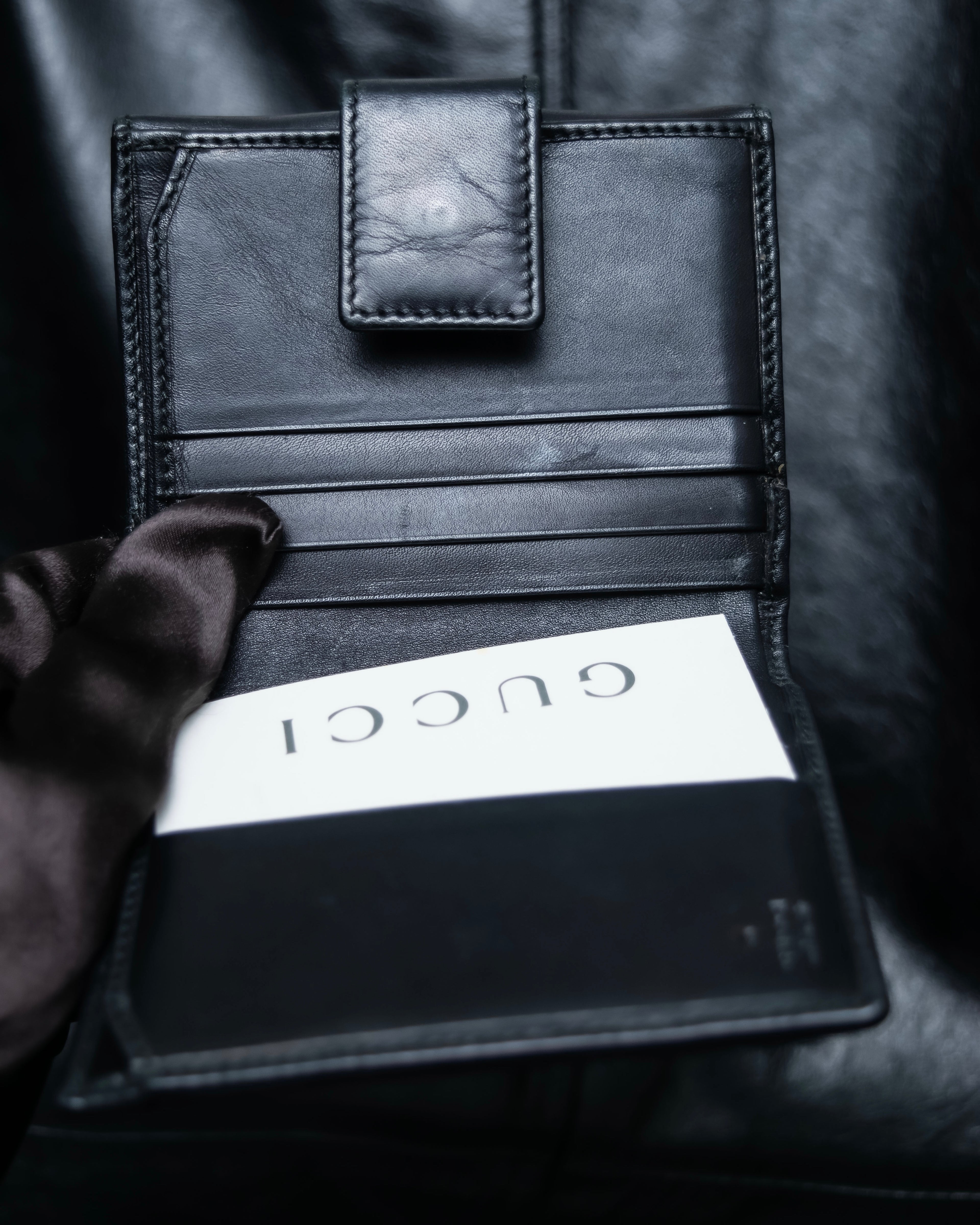 "GUCCI" GG pattern leather compact wallet