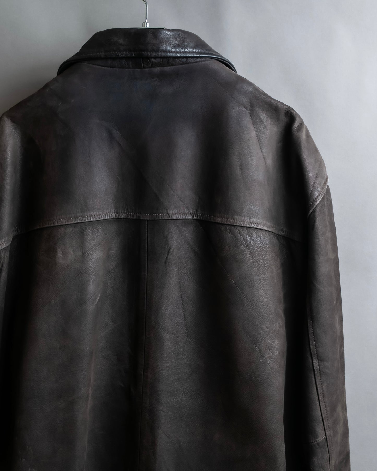 "Vintage oversized zip up leather jacket"