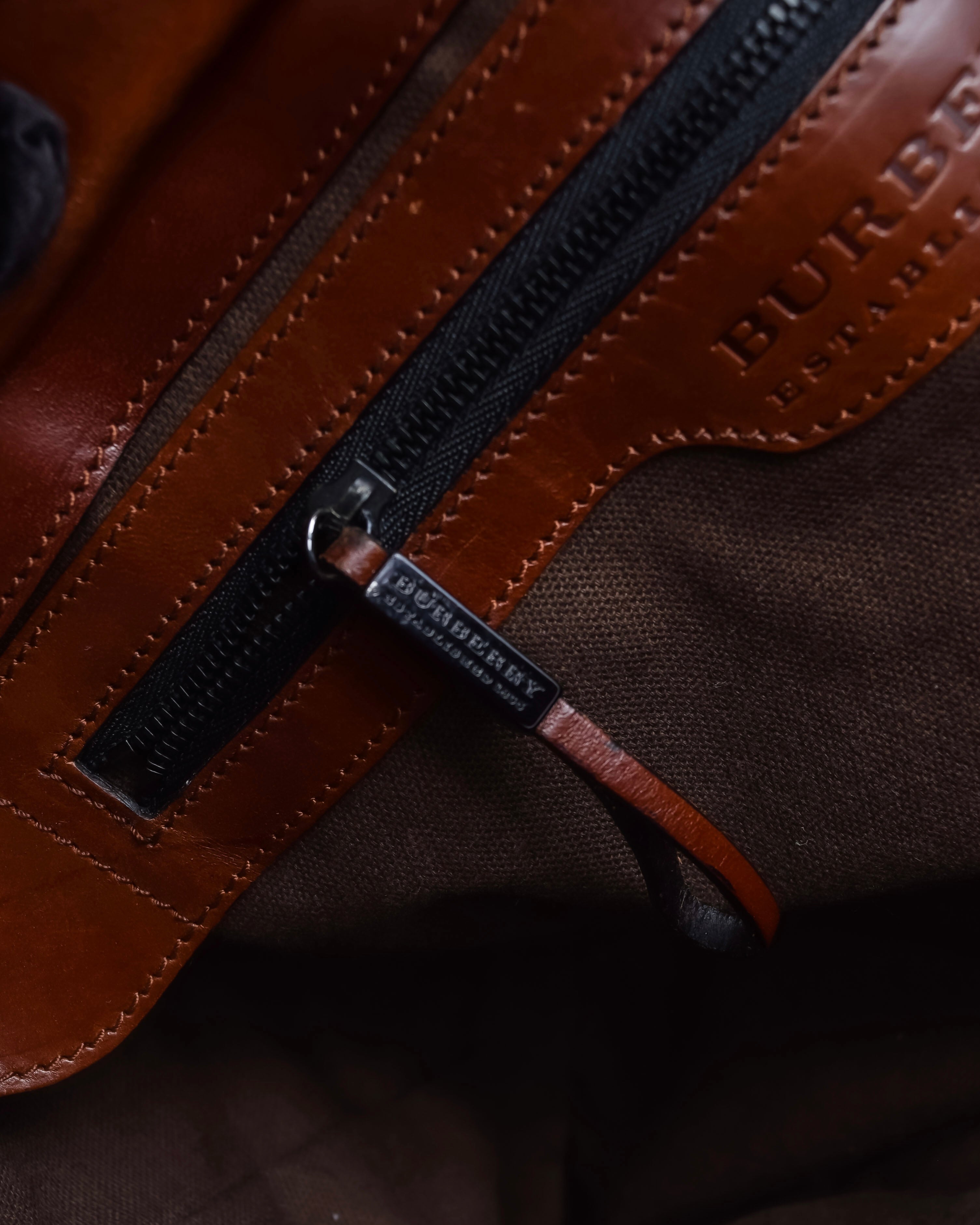 "BURBERRY" Harness detail check canvas leather bag