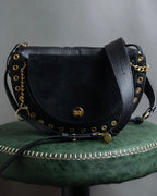 "See by Chloé" Half-moon grommet-detail suede shoulder bag