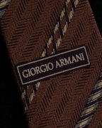 "GIORGIO ARMANI" Double line stripe pattern silk necktie