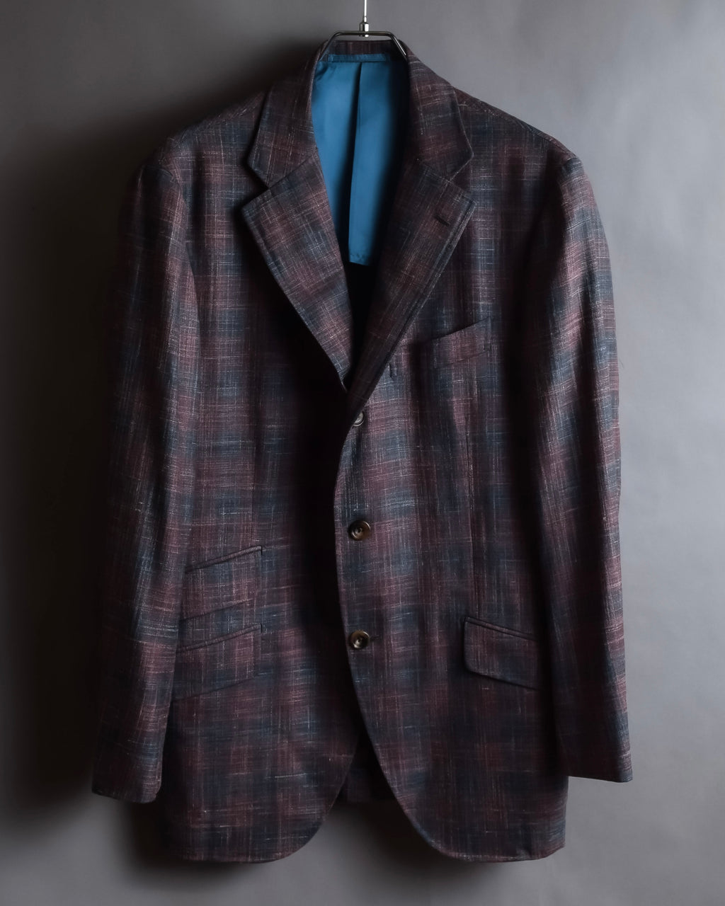 "Tex Teq" Gradient check pattern tailored jacket