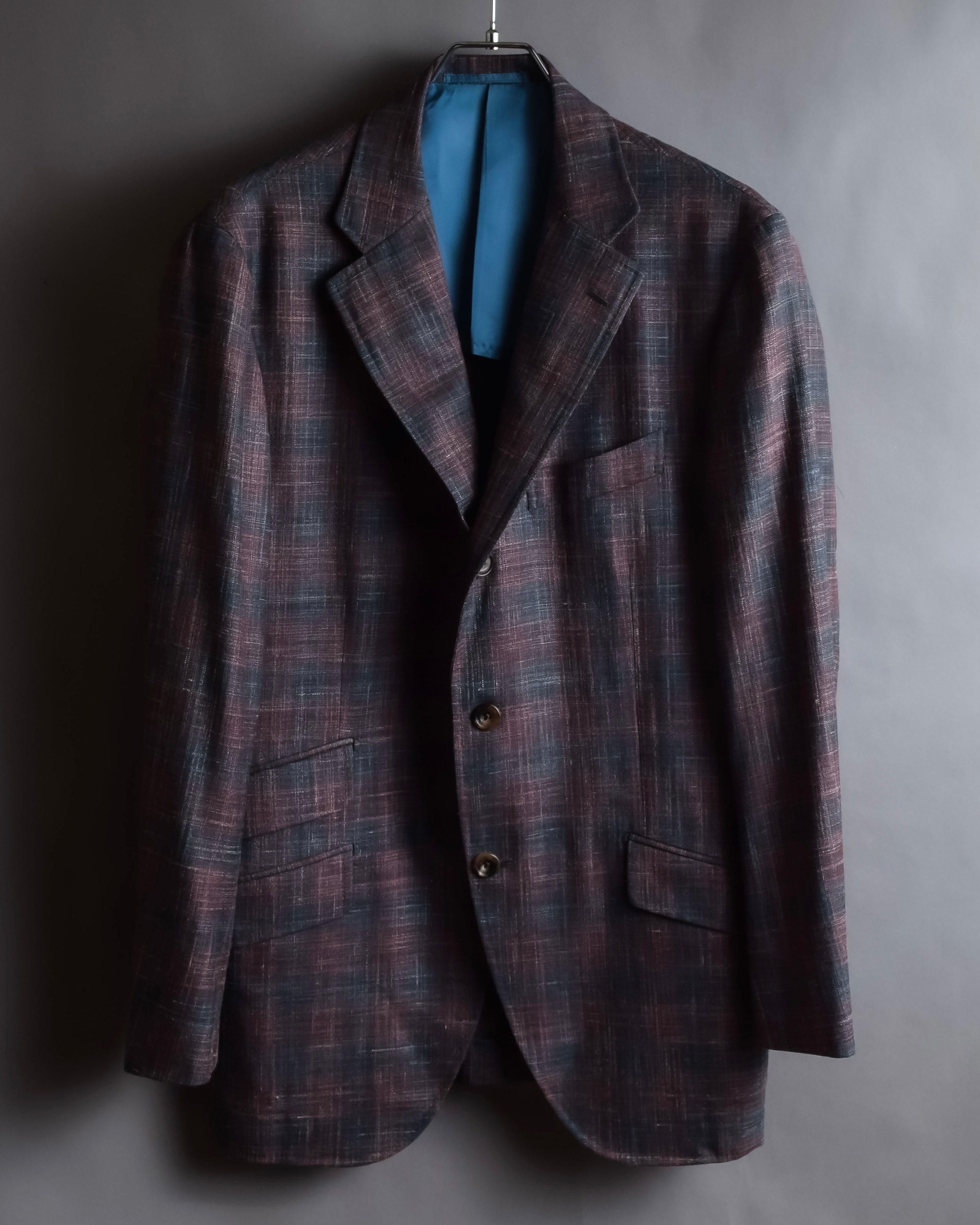 "Tex Teq" Gradient check pattern tailored jacket