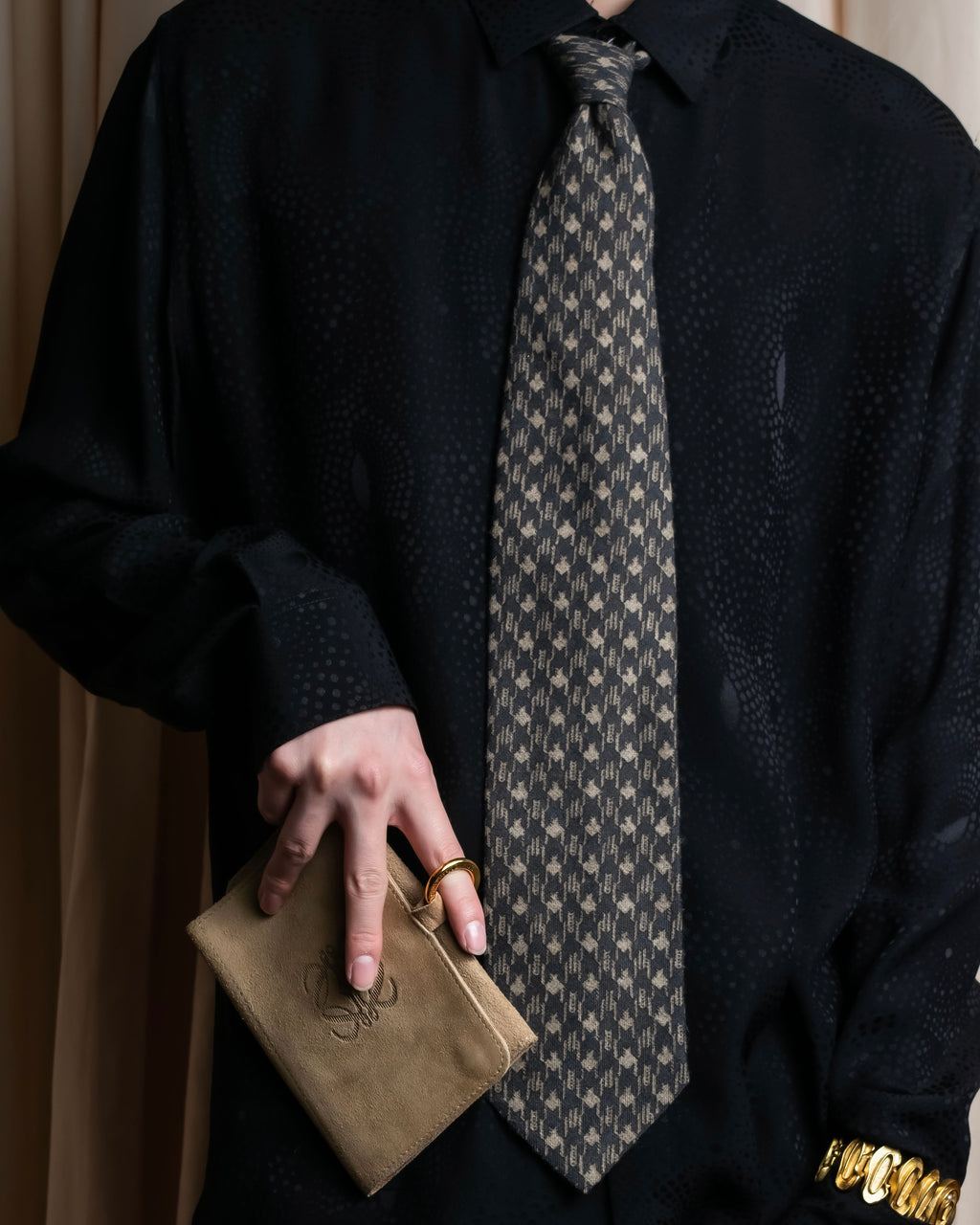 "ARMANI COLLEZIONI" Houndstooth wool necktie