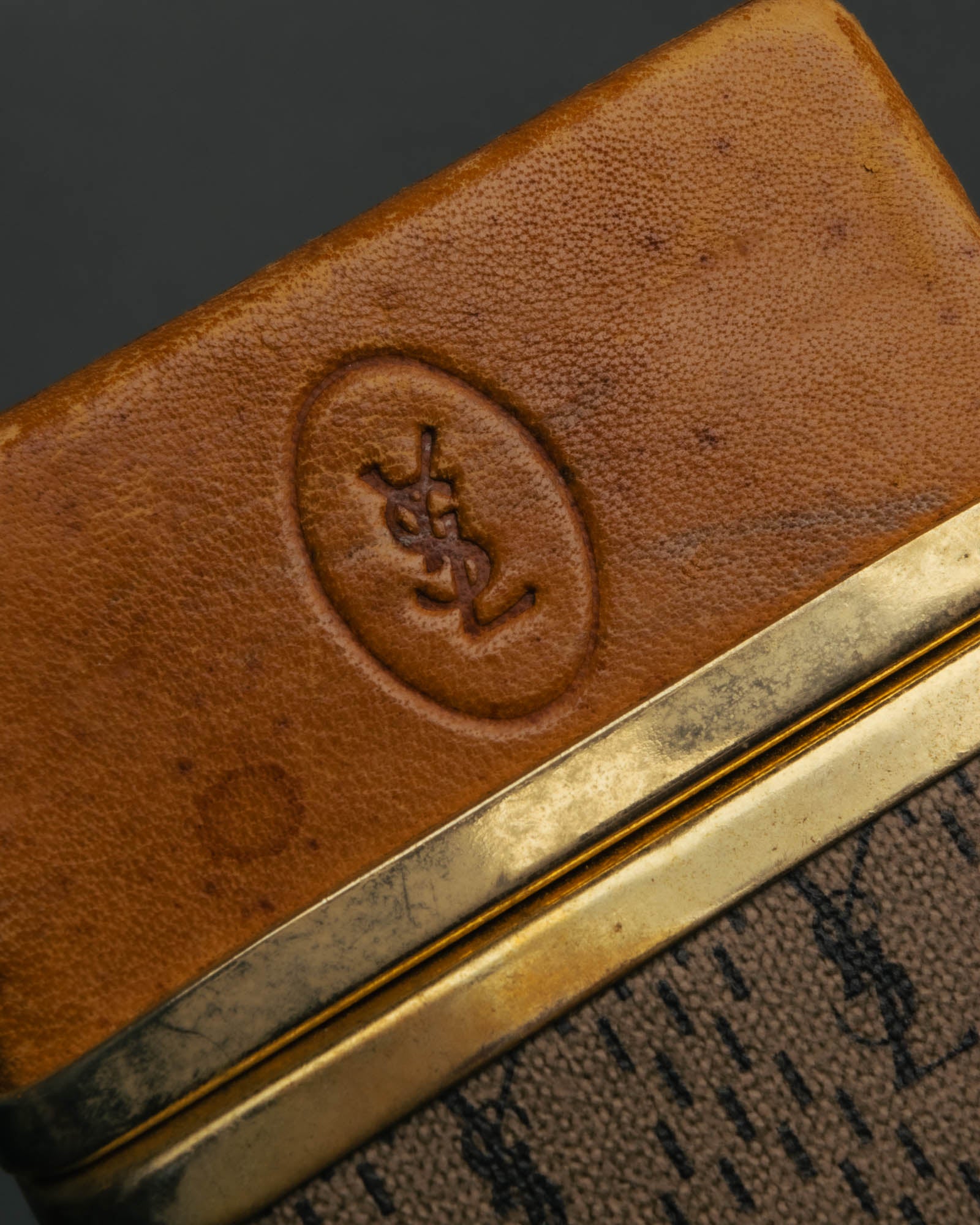 "Yves Saint Laurent" 70's-80's Vintage monogram canvas leather cigarette case