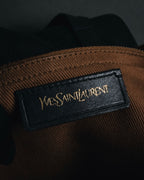 "YVES SAINT LAURENT" 2008-2012 Muse to icon clasp leather and canvas top handle bag