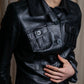 "BURBERRY" 100% cow leather Military pocket details short length jacket