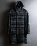 "BURBERRY" Check pattern double zipper hooded coat