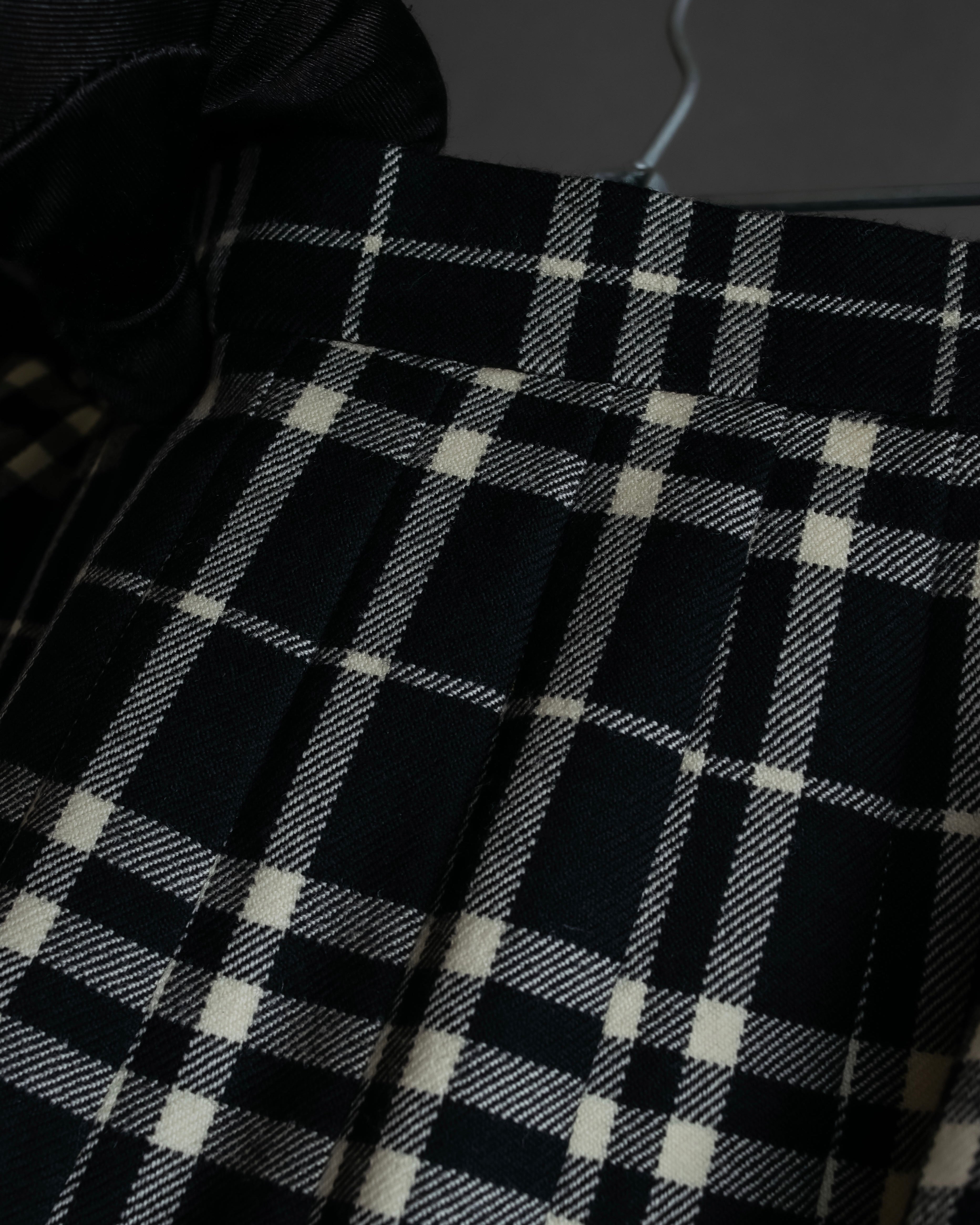 "BURBERRY" Tartan check pleated wrap skirt