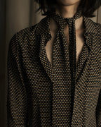 "Christian Dior PRETA PORTER" Ivory polka dot bow tie blouse