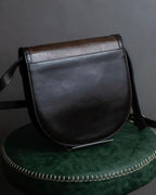 "YVES SAINT LAURENT" Brogue decorative design lizard embossed leather shoulder bag
