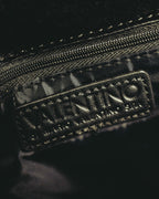 "VALENTINO" 80's-90's Ornately embroidered velvet chain shoulder bag