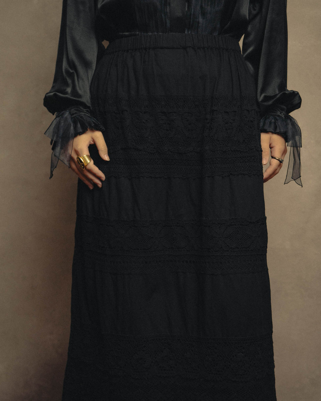 -SPECIAL- “tricot COMME des GARÇONS“ 2002SS Lace panel gathered skirt