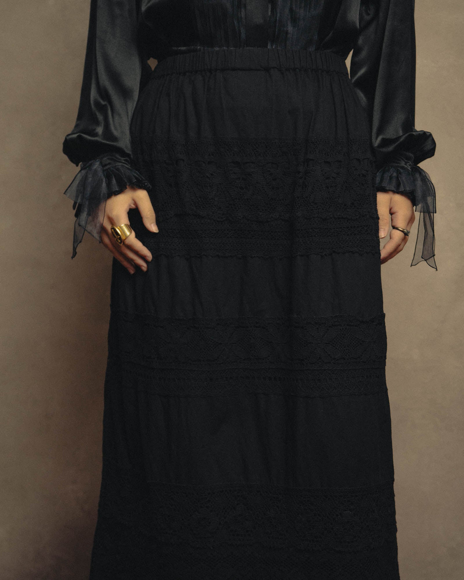 -SPECIAL- “tricot COMME des GARÇONS“ 2002SS Lace panel gathered skirt